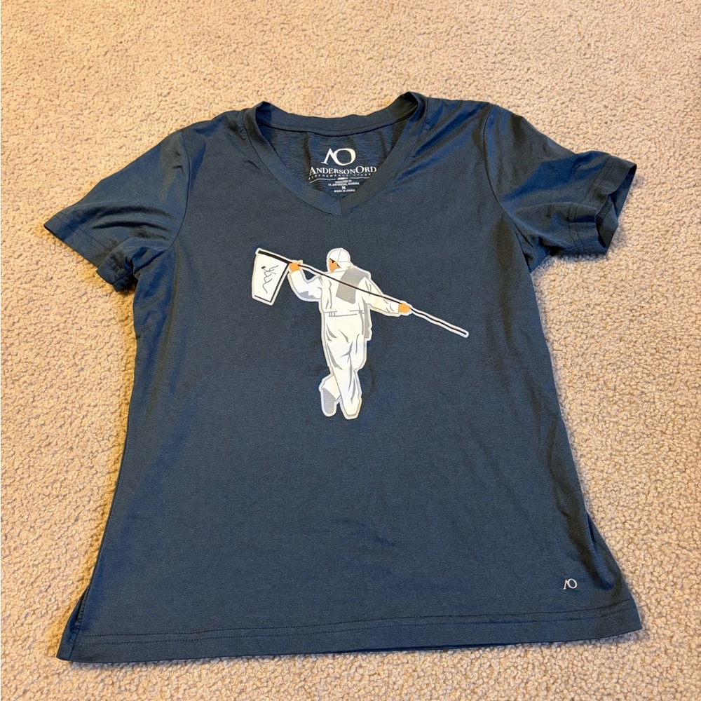 Anderson Ord performance apparel butter soft Women's Graphic Navy Tee